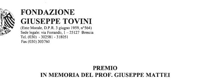PREMIO IN MEMORIA DEL PROF. GIUSEPPE MATTEI – 2020