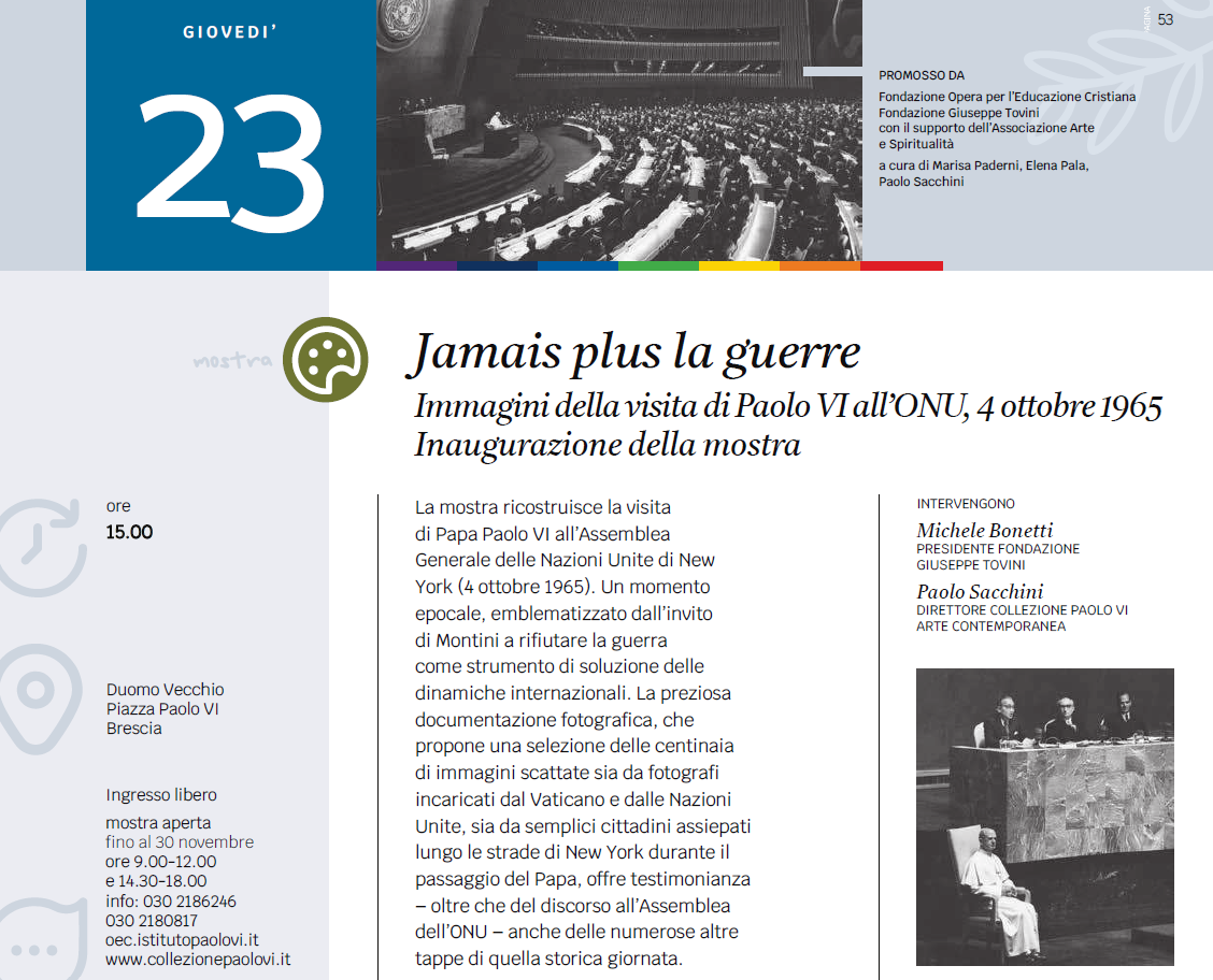 FESTIVAL DELLA PACE 2023 - INAUGURAZIONE MOSTRA "JAMAIS PLUS LA GUERRE"